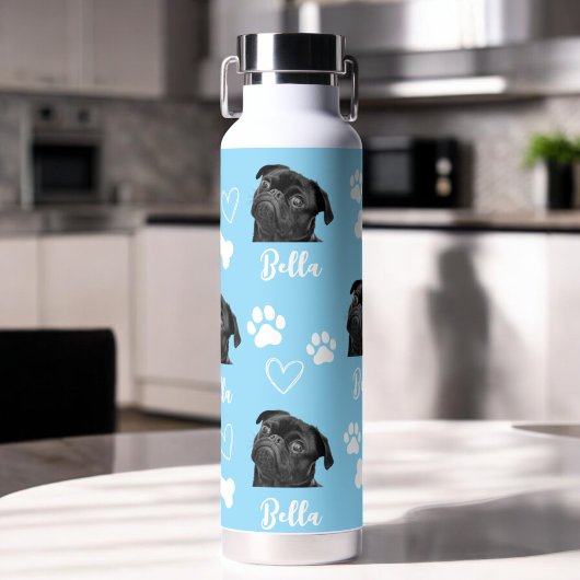 Blue Custom Liebe Paw Print Dog Lover Pet Foto Trinkflasche