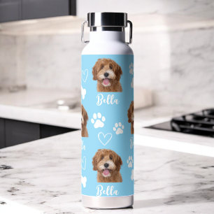 Blue Custom Liebe Paw Print Dog Lover Pet Foto Trinkflasche