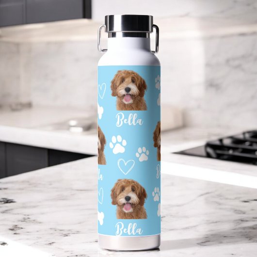 Blue Custom Liebe Paw Print Dog Lover Pet Foto Trinkflasche