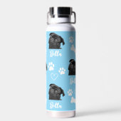 Blue Custom Liebe Paw Print Dog Lover Pet Foto Trinkflasche (Rückseite)