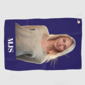 Blue Custom Monogram and Photo Personalized Golfhandtuch (Horizontal)