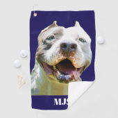 Blue Custom Monogram Dog Photo Personalized Golfhandtuch (Insitu)