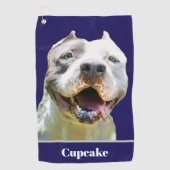 Blue Custom Name Dog Photo Personalized Golfhandtuch (Vorderseite)