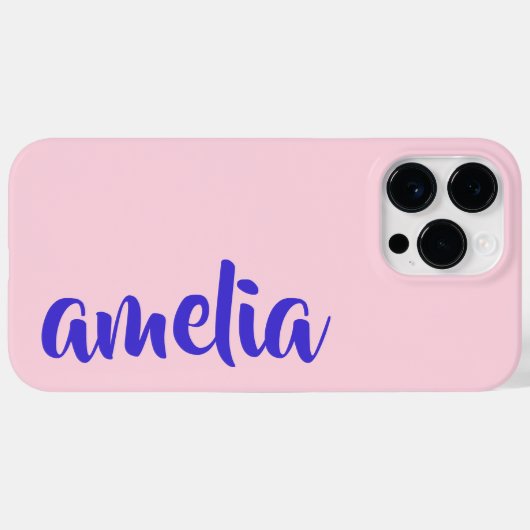 Blue custom name script pink Case-Mate iPhone hülle (Rückseite (Horizontal))