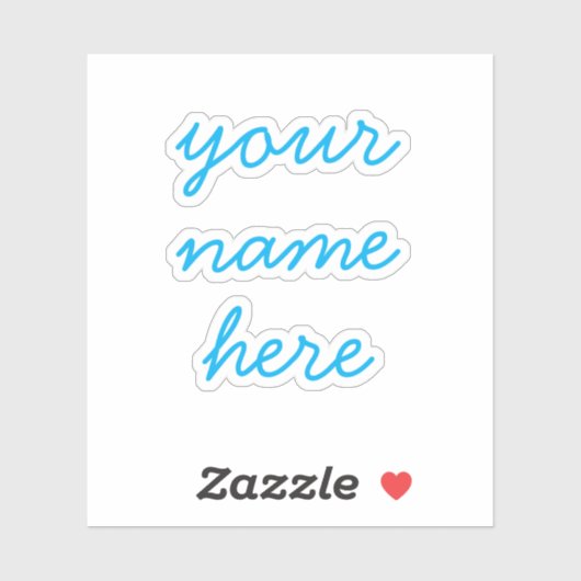 Blue Custom Name Simple Minimal Script Stickers Aufkleber (Blatt)