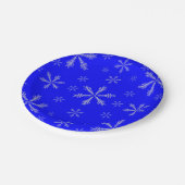 Blue Custom Paper Teller mit Schneeflocken (Schrägansicht)