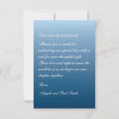 Blue Custom Photo Wedding Thank You Card Flat Dankeskarte (Rückseite)