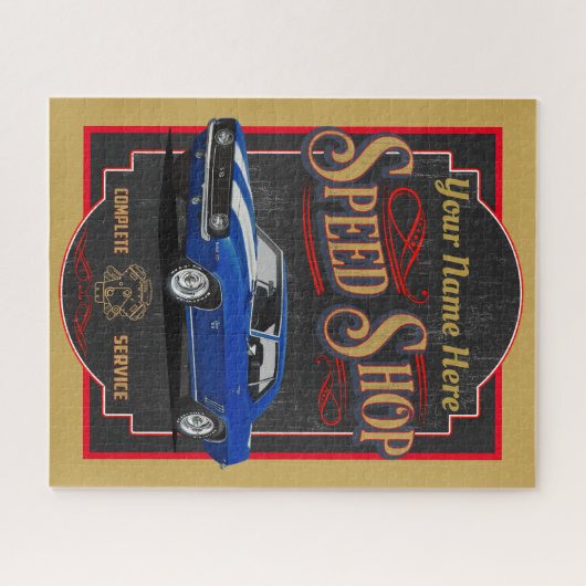 Blue Custom Speed Shop Puzzle (Horizontal)