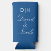Blue Custom Text Can Cooler Personalized Sleeve Selters Dosenkühler (Rückseite)
