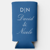 Blue Custom Text Can Cooler Personalized Sleeve Selters Dosenkühler (Vorderseite)