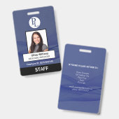 BLUE Custom Vertikal Berufliche Staff Foto ID Ausweis (Vorder- & Rückseite)