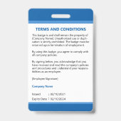 Blue Customizable Corporate Employee Logo Foto Ausweis (Back)