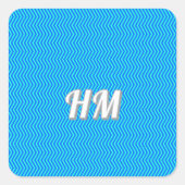 Blue customize initial simple quadratischer aufkleber (Vorderseite)