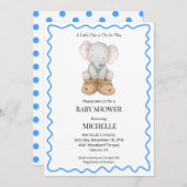 Blue Cute Baby Elephant Baby Shower Invitation Einladung (Vorne/Hinten)