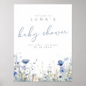 Blue Cute Baby In Bloom Wildflower Welcome Poster (Vorne)