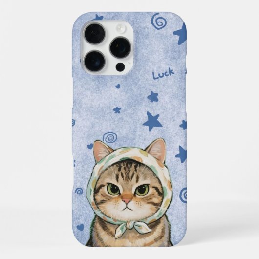blue Cute Cat Phone Case Kawaii Kitten Aesthetic iPhone Hülle (Rückseite)