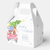 Blue Cute Cold Outside Reindeer Bear Baby Shower Geschenkschachtel (Rückseite)
