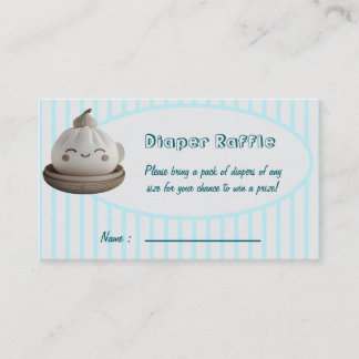 Blue Cute Dumpling Diaper Raffle Enclosure Card Begleitkarte
