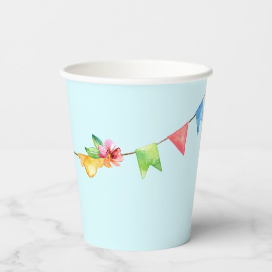 Blue Cute Monkey Personalized Happy Birthday Pappbecher (Rückseite)