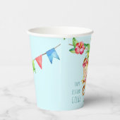 Blue Cute Monkey Personalized Happy Birthday Pappbecher (Rechts)