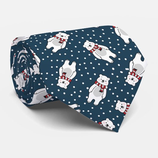 Blue cute snow polar bear pattern krawatte (Gerollt)