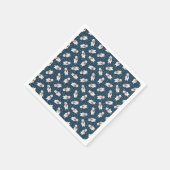 Blue cute snow polar bear pattern serviette (Ecke)