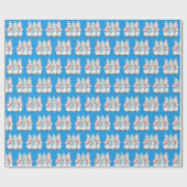 Blue Cute Snowmen Christmas Gift Wrapping Paper Geschenkpapier (Flach)