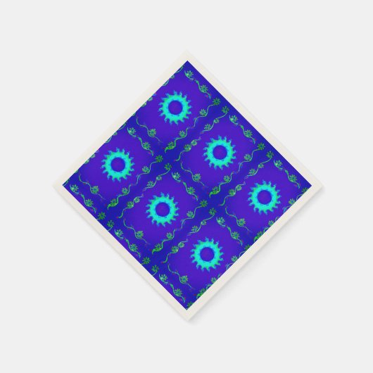 Blue Cyan Iridescent Floral Art Napkins Serviette (Ecke)