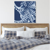 Blue Cyan Octopus Art Leinwanddruck (Insitu (Schlafzimmer))