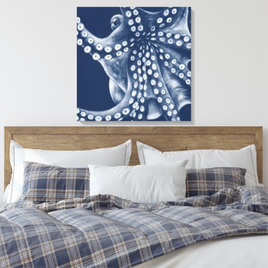 Blue Cyan Octopus Art Leinwanddruck (Insitu (Schlafzimmer))