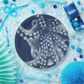 Blue Cyan Octopus Art Pappteller (Party)