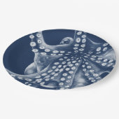 Blue Cyan Octopus Art Pappteller (Schrägansicht)