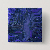 Blue Cyber Circuit Board Tech Art Electronics Button (Vorderseite)