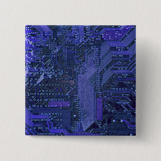 Blue Cyber Circuit Board Tech Art Electronics Button (Vorderseite)