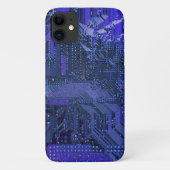 Blue Cyber Circuit Board Tech Art Electronics Case-Mate iPhone Hülle (Rückseite)