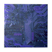 Blue Cyber Circuit Board Tech Art Electronics Fliese (Vorderseite)