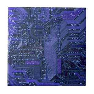 Blue Cyber Circuit Board Tech Art Electronics Fliese