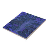 Blue Cyber Circuit Board Tech Art Electronics Fliese (Seite)