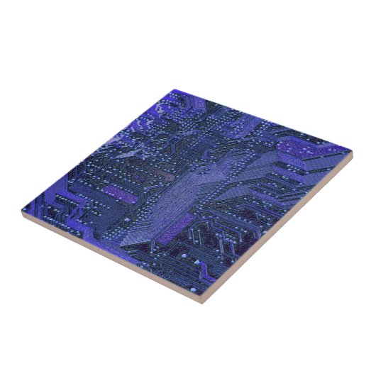 Blue Cyber Circuit Board Tech Art Electronics Fliese (Seite)