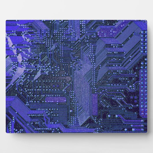 Blue Cyber Circuit Board Tech Art Electronics Fotoplatte (Vorderseite)