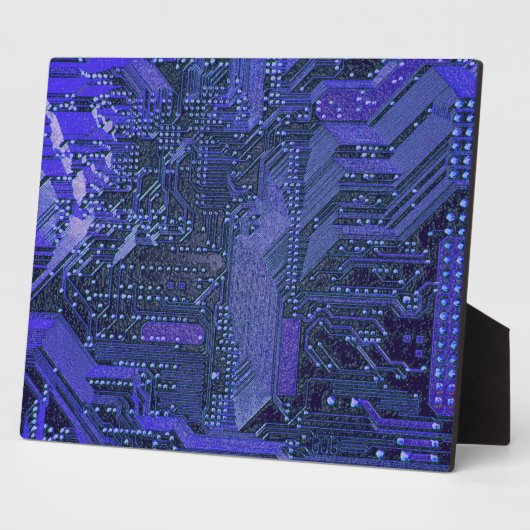 Blue Cyber Circuit Board Tech Art Electronics Fotoplatte (Seite)