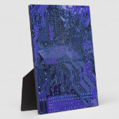 Blue Cyber Circuit Board Tech Art Electronics Fotoplatte (Seite)