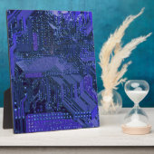 Blue Cyber Circuit Board Tech Art Electronics Fotoplatte (Seite)