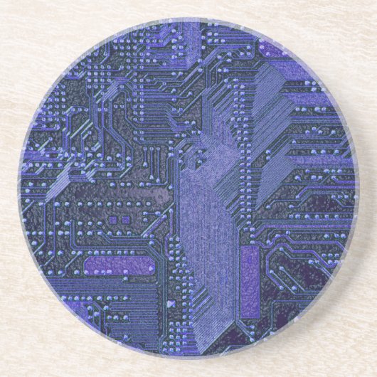 Blue Cyber Circuit Board Tech Art Electronics Getränkeuntersetzer (Vorne)