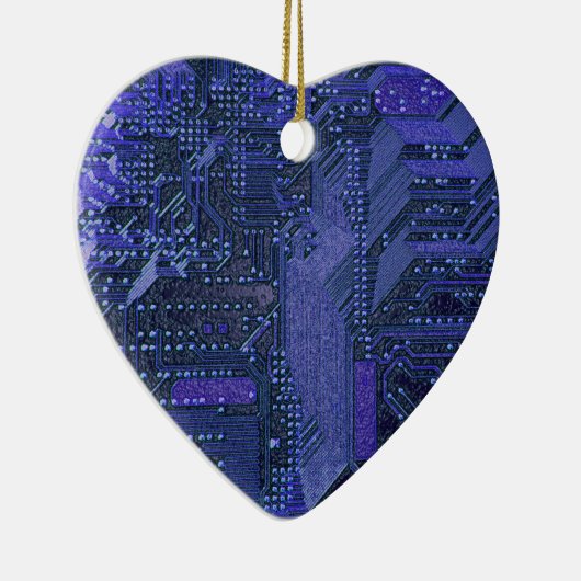 Blue Cyber Circuit Board Tech Art Electronics Keramik Ornament (Rechts)