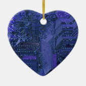 Blue Cyber Circuit Board Tech Art Electronics Keramik Ornament (Vorne)