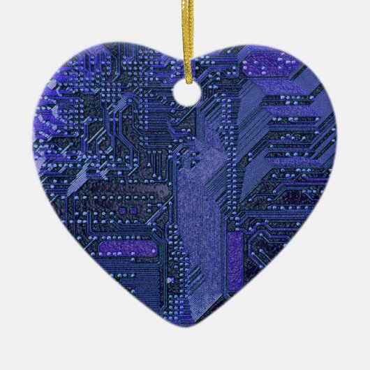 Blue Cyber Circuit Board Tech Art Electronics Keramik Ornament (Vorne)