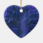 Blue Cyber Circuit Board Tech Art Electronics Keramik Ornament (Hinten)