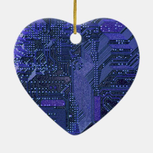 Blue Cyber Circuit Board Tech Art Electronics Keramik Ornament (Hinten)