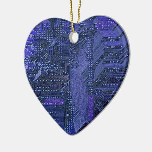 Blue Cyber Circuit Board Tech Art Electronics Keramik Ornament (Links)